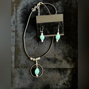 Handmade Silver and Faux Turquoise Earrings & Necklace Set